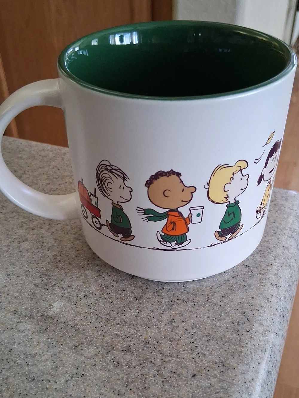 Peanuts + Starbucks White and Green Ceramic Holiday Mug